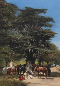 araber - Ruhe unter einem Baum Victor Huguet Araber